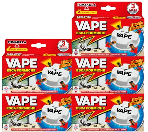 Vape Esca Formiche Insetticida Elimina Intero Nido Colonia Efficace 3 Mesi | per Interni ed Esterni Prodotto Biocida - 10 Esche
