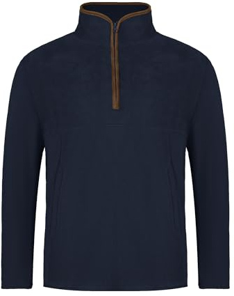 Atforna Sudadera de Forro Polar para Hombre con Media Cremallera y Bolsillos, Chaqueta de transición para otoño e Invierno, Micropolar, Sudadera para Exterior, Azul Oscuro, M