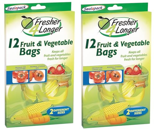 2x12 Sealapack Fruit & Vegetable Bags – Fresher 4 Longer – 2 Different Sizes – Bundled by Smart Cutie