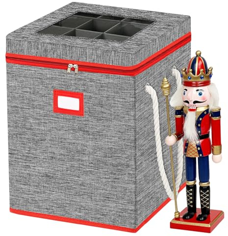 VERONLY Boîte de rangement pour casse-noisettes de Noël - Grande boîte de rangement pour casse-noisettes de 22,9 à 40,6 cm et décoration de Noël (rouge et gris)