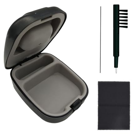 KGCGJVB Hearing Aid Case Hard Waterproof Travel Case Pocket Size for Hearing Aids Includes Small Cleaning Tools Brush with Covers Compact Storage Cases for Accessories and Daily Use