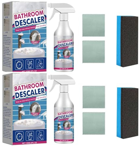 Reiniger für Hartnäckige Flecken,Fleckenentferner,Multifunktional Duschkabinenreiniger Set,WC Reiniger Kalkentferner Dusche Stark,Allzweck-Reinigungsschaumspray,für Glas,Kanalisation,Toiletten (2)
