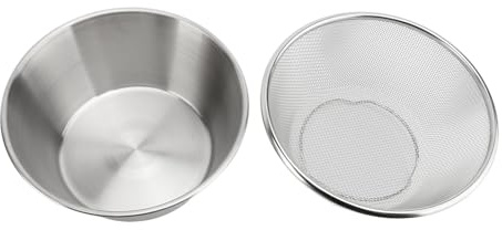 KIMISS 304 Tazón de Mezcla de Columnas de Acero Inoxidable, Filtro de Tazón de Lavado de Cocina Portátil para Arroz, Frutas, Verduras, Granos Pequeños