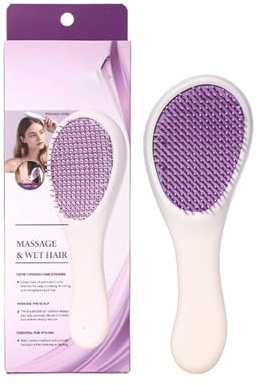 our fave Cepillo de pelo de doble diente para desenredar nudos, alisar mechones con mango ergonómico, peine ABS portátil, herramienta de peinado
