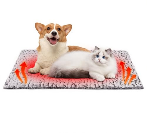 PUTINEI Couverture auto-chauffante pour chats et chiens, tapis chauffant pour animaux de compagnie, couverture thermique, lavable, auto-chauffant, tapis pour chien, couverture chauffante antidérapante