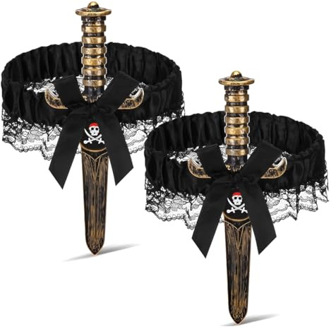YAZWUR 2 pièces Générique épée De Pirate, Accessoire Pirate Femme, épée De Pirate avec Boucle à Pointe Accessoires pour Costume De Pirate pour Femmes pour Femmes Halloween Carnaval