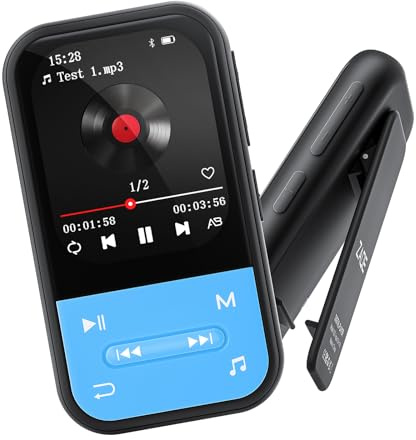 128GB MP3 Player - Portable MP3 Player with Bluetooth 5.3, Portable Music Player with FM Radio, Voice Recorder, Pedometer, Mini Design Ideal for Sport (Clip-Black)