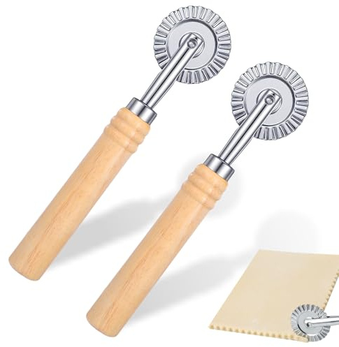 2PCS Ravioli Cutter Wheel, Pastry Cutter Wheel Stainless Steel Pasta Cutters Wheels with Ergonomic Handle Pizza Cutters Wheels for Pasta, Pastry, Dumpling, Noodles for Home and Kitchen - 1.5 Diameter