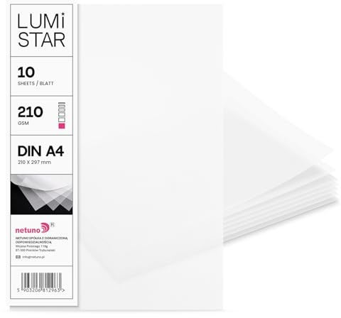Netuno 10x Transparentpapier Weiß DIN A4 21x29,7 cm 210g LumiStar | Bastelpapier transparent für Grußkarten, Kalligraphie & Aquarell zum Bedrucken