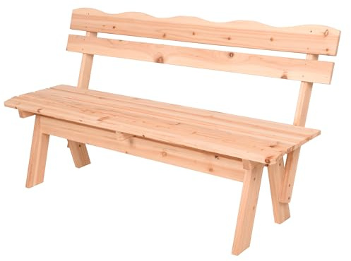 Spetebo Massivholz Gartenbank 3-Sitzer mit Rückenlehne - 150 x 62 cm | Holz Sitzbank wetterfest, 200 kg Belastbarkeit, Landhaus Stil, Echtholz, Für Balkon und Terrasse
