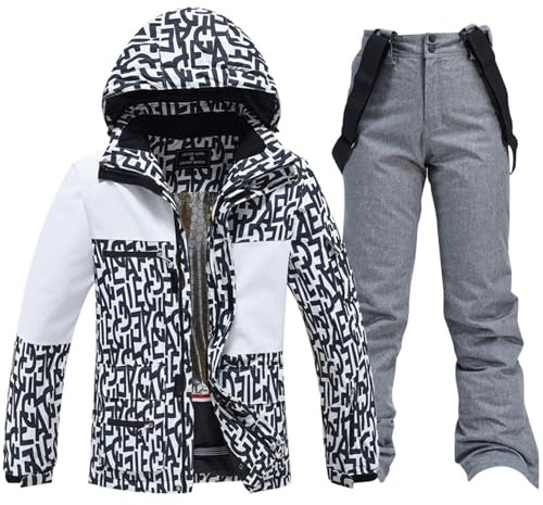 Monos de esquí genéricos Monos de esquí para hombres y mujeres Trajes de esquí calientes (Grey, M)