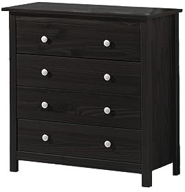 Moblit Comoda de Cuatro Cajones Realizada en Madera de Pino Maciza Color Wengue Serie Alme Medidas (78.5x75x35) cm (altoxanchoxfondo) Robusta y Duradera