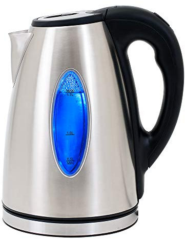 Bouilloire électrique 1,7 L en acier inoxydable max. 2200 W Sans BPA LED bleu
