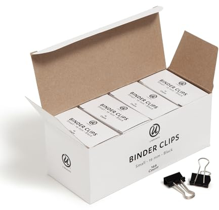 U Brands Binder Clips, 144-Count, 3/4 Inch Mini Metal Clamps for Home, School, and Business, Black with Silver Steel Arms