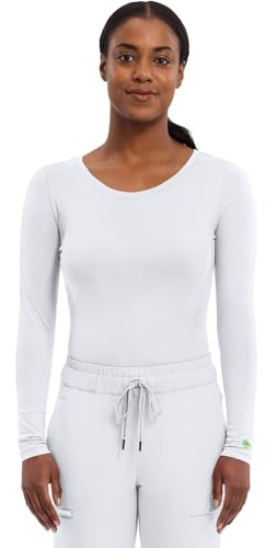 Healing Hands Women's Underscrub Soft Knit Melissa Longsleeve Scrub Tee with Breathable & Easy Care Fabric 5047, M, White