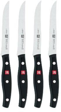 Zwilling 30778200 Twin Pollux Steak Messerset, Rostfreier Spezialstahl, Zwilling Sonderschmelze, genietet, Kunststoff-Schalen, 4-teilig, schwarz