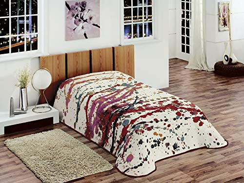 Filt barnfilt, lekfilt, gosig filt, prickig färgglad röd rosa, krämvit, turkos, storlek 155 x 215 cm