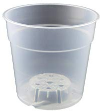 Teku Clear Plastic Orchid POTS, 4 Transparent Round Orchid Pots, 11.5cm Top x 8.5cm Base x 11cm H, Indoor Use