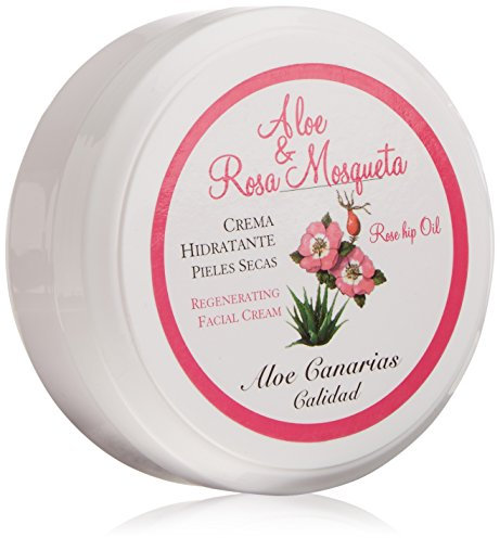 Aloe Canarias 200030 Crème régénérante pour le visage à l'aloe vera et à la rose musquée pour peaux sèches