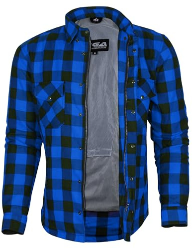 Bikers Gear Australia, Camicia protettiva in flanella di Kevlar (aramide) multicolore Blu/nero. m