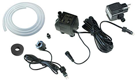 Springbrunnenpumpe 800 L/H mit 1x LED Spot Komplett Set Bachlaufpumpe Teichpumpe Brunnen (800 L/H, Mehrfarbig)