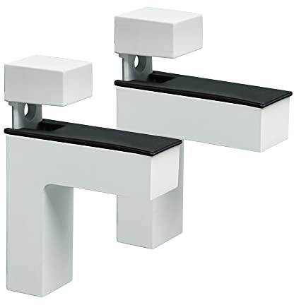 SAYAYO Regalhalterung Verstellbare Regalträger aus Massiver Zinklegierung Glashalter F-förmige Regalträger Unsichtbar Weiß für 5-30mm Dicke Glas und Holz Regal,EBL008W-2P