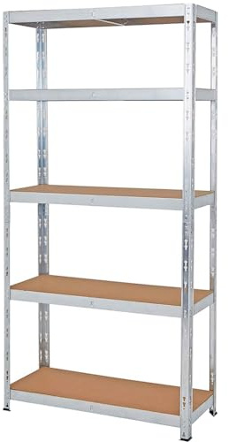 TMZ® (180cm x 90cm x 30cm) 5 Tier Heavy Duty Metal Galvanised Shelving Rack Unit Garage Storage Shelf (175KG Per Shelf)