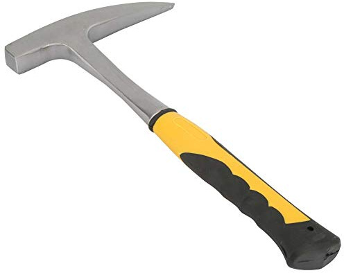 ViaGasaFamido Rock Pick Hammer with Skid Handle Double Head Duckbill Geological Hammer Flat Head Geological Survey Brick Hammer with Shock Reduction Grip for Mining Geological Prospecting(L)