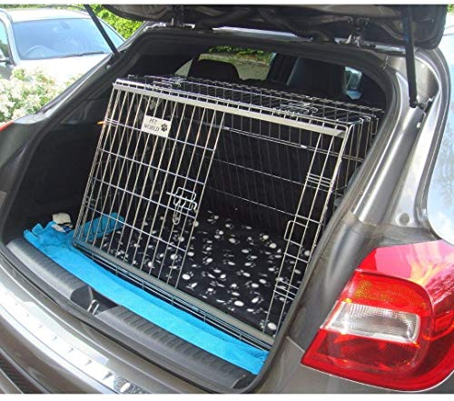 Pet World Medium 34 Sloped Car Dog Crate – Compatible with Mercedes GLA 220 – UK Designed, Steel Travel Cage – Emergency Escape Hatch – Folds Flat – Free Comfort Mat – Easy Assembly
