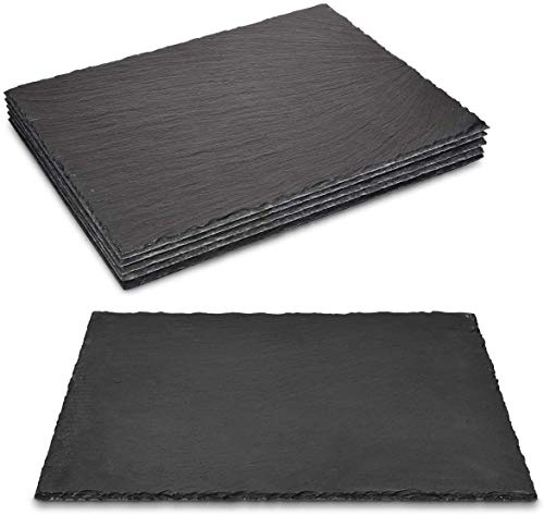Acan Pack de 6 Tablas Pizarra rectangulares 30 X 20 cm Platos Llano de Piedra Natural Bandejas para Servir Alimentos quesos Aperitivos