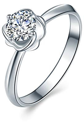 Bishilin Gold Ring 18 Karat, Blume Rund Diamant 0.2ct 0.3ct Damen Verlobungsring und Ehering