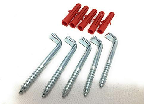 Schraubhaken Hakenschraube L-Haken gebogen Holz Stahl Dübel 5x50/6x60 (6x60 mit Dübel)