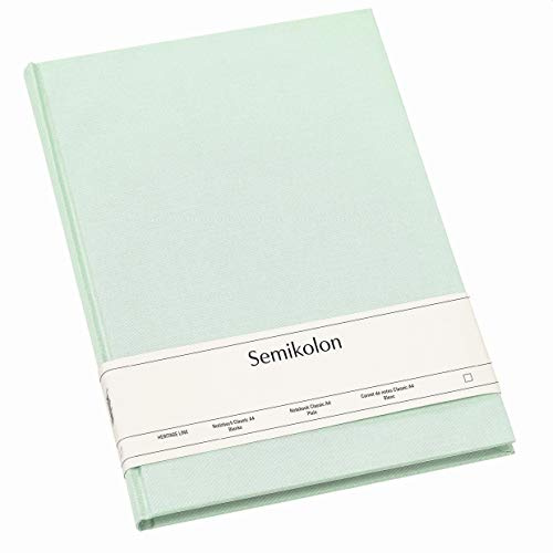 Semikolon 364077 Notizbuch Classic A4 blanko - 176 Seiten, cremeweißes Papier - Lesezeichen - moss pastell-grün