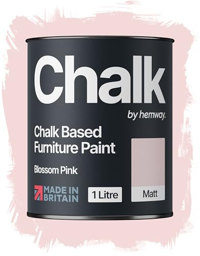 Hemway Chalk Based Furniture Paint, Blossom Pink 1L, Matt Finish | Shabby Chic, Chalk Paint Furniture & Walls, Quick Dry & 1 Coat