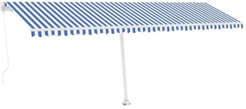 vidaXL Gelenkarmmarkise Einziehbar mit LED Markise Sonnenmarkise Balkonmarkise Sonnenschutz Standmarkise Terrasse Garten 600x300cm Blau Weiß