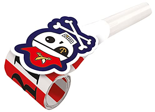 amscan 9909921 - Set de baúl Pirata, 8 Piezas, plástico/Papel, Aprox. 30 cm, Herramienta para Hacer Ruido, Regalo, cumpleaños Infantil, Fiesta temática, Carnaval, Multicolor