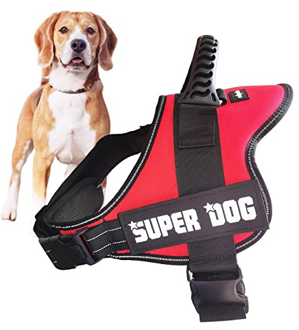 Edipets, Hundegeschirr, Anti Pull, für Große, Mittlere und Kleine Hunde, Gepolstert, Atmungsaktiv, Verstellbar, Reflektierend, Trainingsweste (Größe XXL, Rot)
