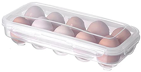 Eierbehälter aus Kunststoff, 10 Gitter/18 Gitter, Eierbox, Aufbewahrungsbehälter, stapelbare Eierbox, tragbare Eieraufbewahrungsbox mit Deckel, aus BPA-Kunststoff, transparent,für Zuhause (10 Gitter)