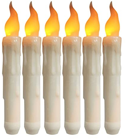 zalati LED Spitzkerzen 6 Stück flammenlose flackernde Lichter Batteriestromversorgung für Halloween Weihnachtsbaum Zuhause Hochzeitsfeier - warmes Licht