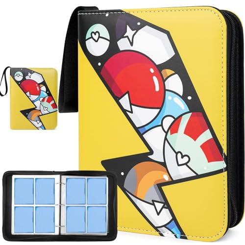 Trading Card Binder for Pokemon, 4 Pocket Card Binder Card Holder, Card Folder Book with 60 Removable Pages 480 Pocket