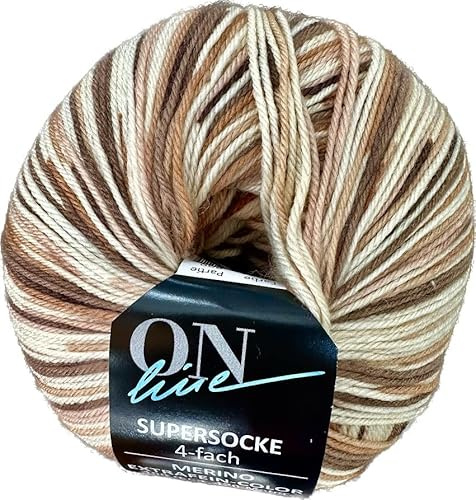 ONline Supersocke Sort. 344 Merino Extra Fine Color 100g 2884 - braun/ocker/beige