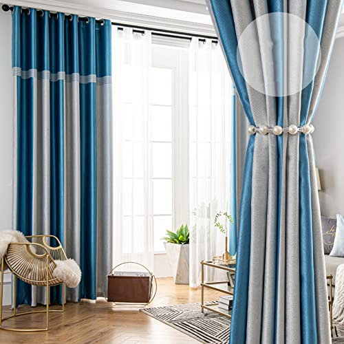 1 Panneaux Rideaux Oeillets, Occultant Thermique Isolan Rideaux Patchwork Couleur Design Isolation Rayon UV Rideaux Anti Bruit pour Moderne Salon Et Chambre,3,W2.0 x H2.7m