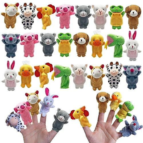 24 PCS Finger Puppets Set Mini Stuffed Animals Finger Puppet Toys for Storytelling Playing Teaching Shows Playtime Schools Birthday Party Gift Favor Supplies