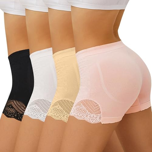 FINETOO Lot de 4 Boxer Femme sans Couture Culotte Seamless Shorty Boyshorts S-XL,A-4,S