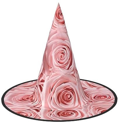 FRESQA Pinke frische Rosen, stilvoller Hexenhut für Damen, Kostüm für Halloween, Halloween, Partyhut