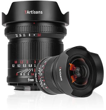 7artisans 9mm F5.6 Full-Frame 132 °Weitwinkelobjektiv,Nahezu Null -Ververzerrung,Minimaler Fokussierungsabstand von 0,2 m,Kompatibel für Panasonic S1 S1H S5,Leica SL SL2,Schwarz