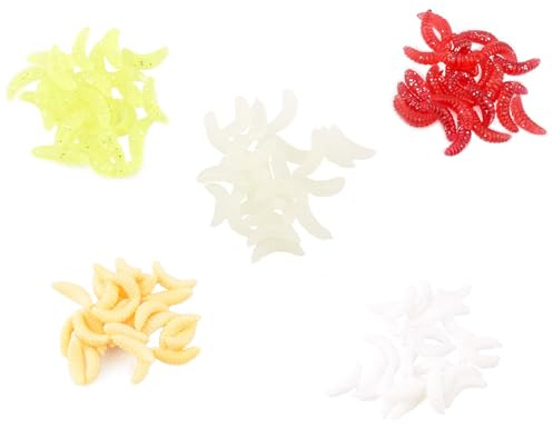 125 stücke Gefälschte Maden Weiche Kunststoff Würmer Weichköder Wurm Maden Angelköder 5 Farbe Lumineszierende Maden Angelköder