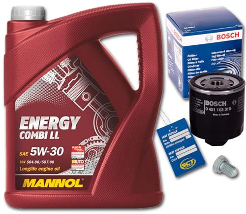 BandelOne enthält Ölfilter + 5 Liter Mannol 5W-30 Energy Motoröl + Schraube passend für