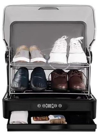 ESASAM Gabinete de Secado de Zapatos, secador de Zapatos Inteligente con estantes extraíbles, 3 Niveles Ajustables de Temperatura y sincronización de 1 a 12 Horas, tecnología de purificación de ozono