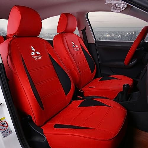 ZUMAHA Autositzüberzug für Mitsubishi Pajero V93(V97) 7 Seats 2018-2019 Sitzbezügesets Custom Car Seat Cover Set Sitzbezüge Auflagen Zubehör,BlackRed2